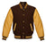 Classic Varsity Bomber jacket Brown Wool With Gold Sleeves Jacket