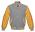 Classic Varsity Bomber jacket Light Grey Wool With Gold Sleeves Jacket