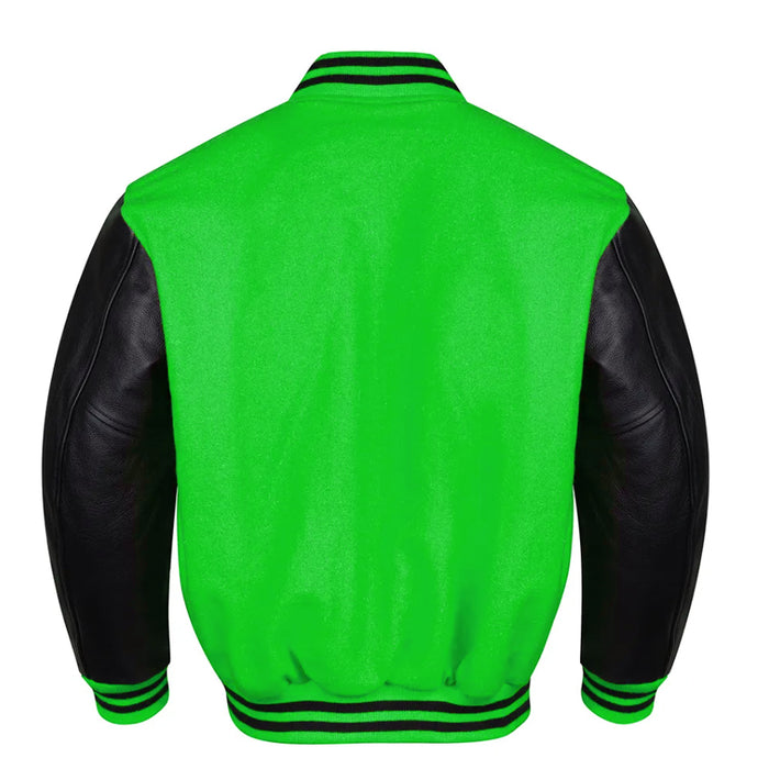 Classic Varsity Bomber jacket Kelly Green Wool With Black Sleeves Jacket