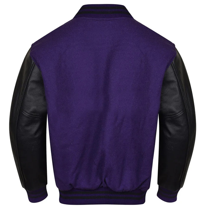 Classic Varsity Bomber jacket Purple Wool With Black Sleeves Jacket