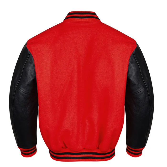 Classic Varsity Bomber jacket Red Wool With Black Sleeves Jacket