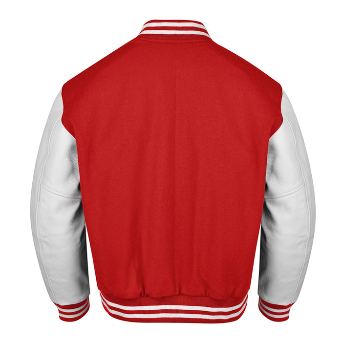 Classic Varsity Bomber jacket Red Wool With White Sleeves Jacket