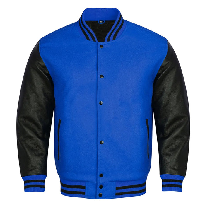 Classic Varsity Bomber jacket Royal Wool With Black Sleeves Jacket