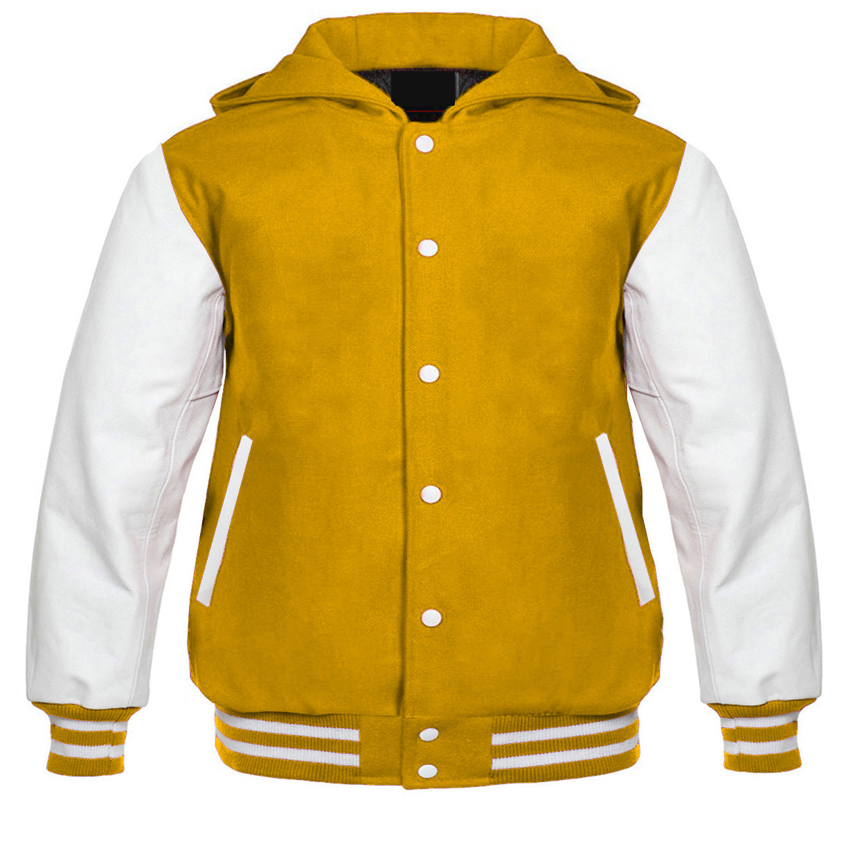 Hooded Varsity Jackets Yellow/White