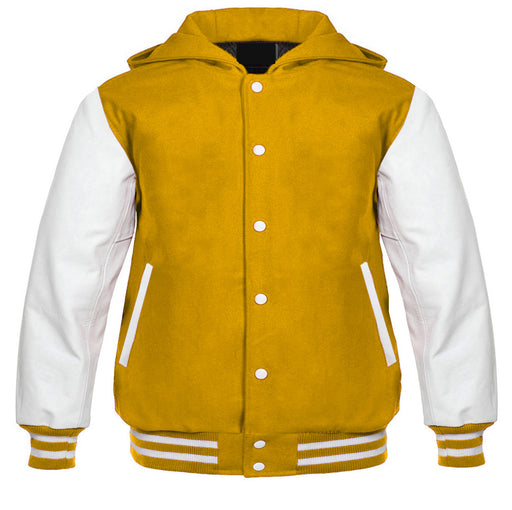 Hooded Varsity Jackets Yellow/White