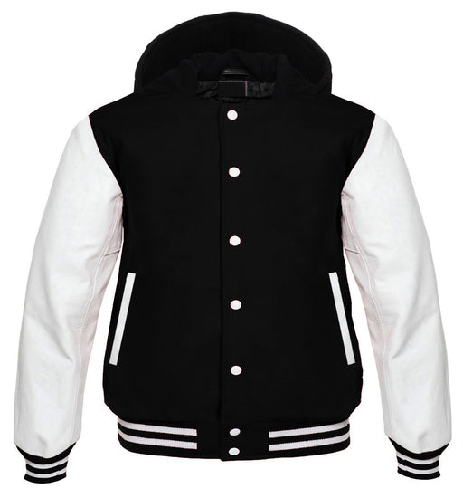 Hooded Varsity Jackets Black/White