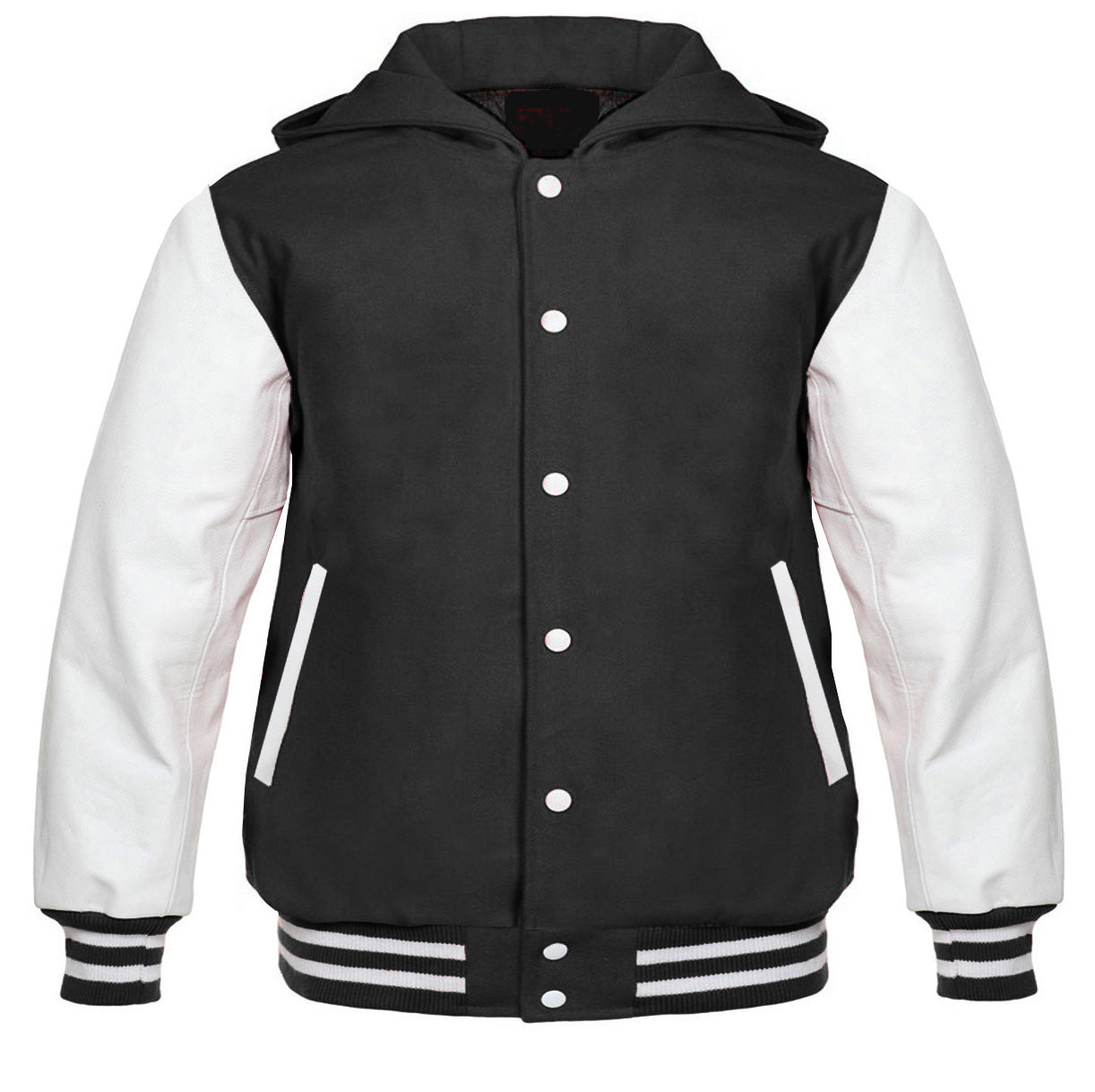 Hooded Varsity Jackets Dark Grey/White