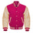 Classic Varsity Bomber jacket Hot Pink Wool With Cream Sleeves Jacket