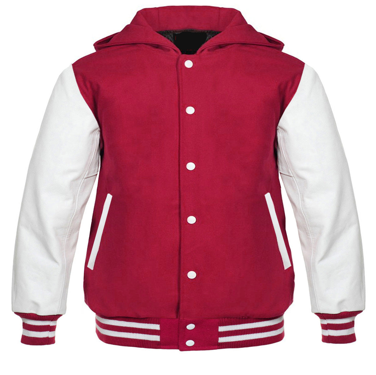 Hooded Varsity Jackets Maroon/White