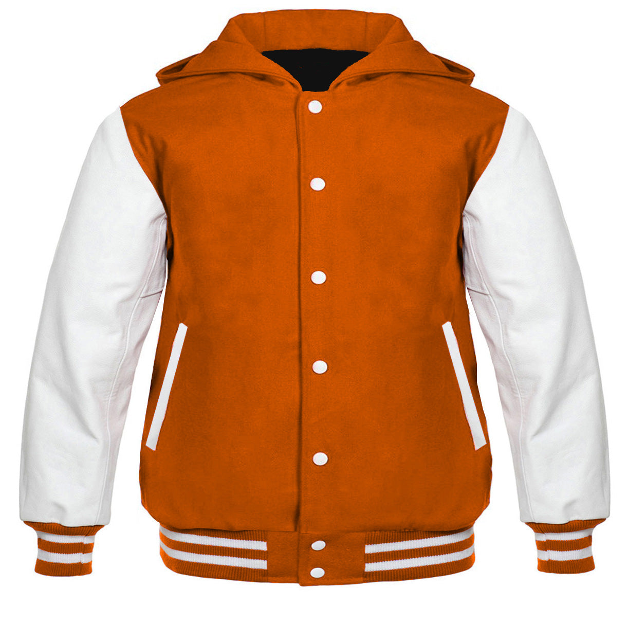 Hooded Varsity Jackets Orange/White